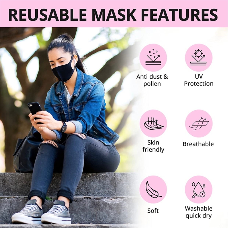 5/10PCS Fashion Solid Earloop  - Cloth Face Mask Washable ulasan dan harga