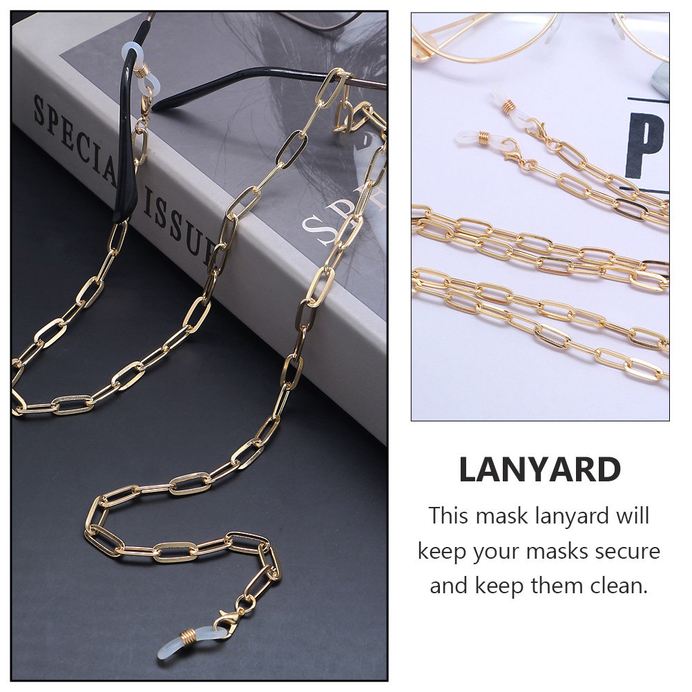 Gold Paperclip Link Mask Lanya - Mask Chain Holder ulasan dan harga